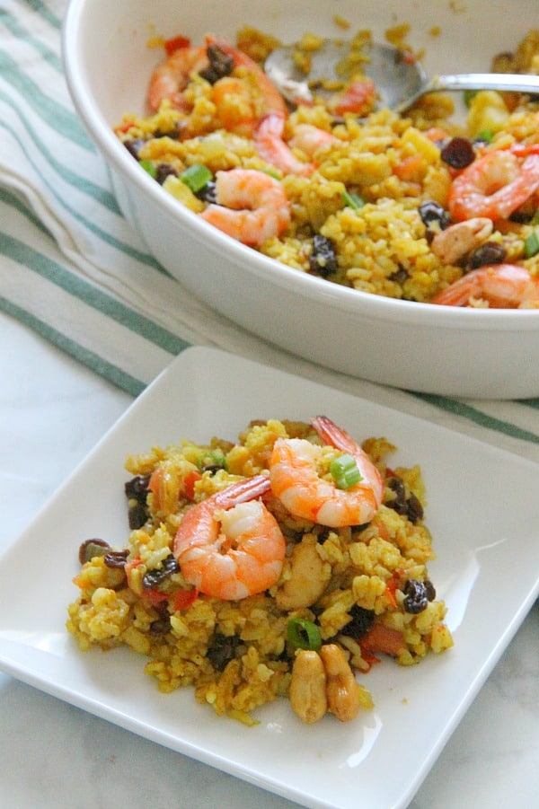 Pineapple Fried Rice on white plate