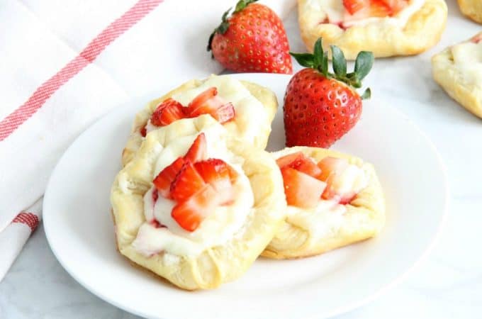 Strawberry Cream Cheese Danish on white plate