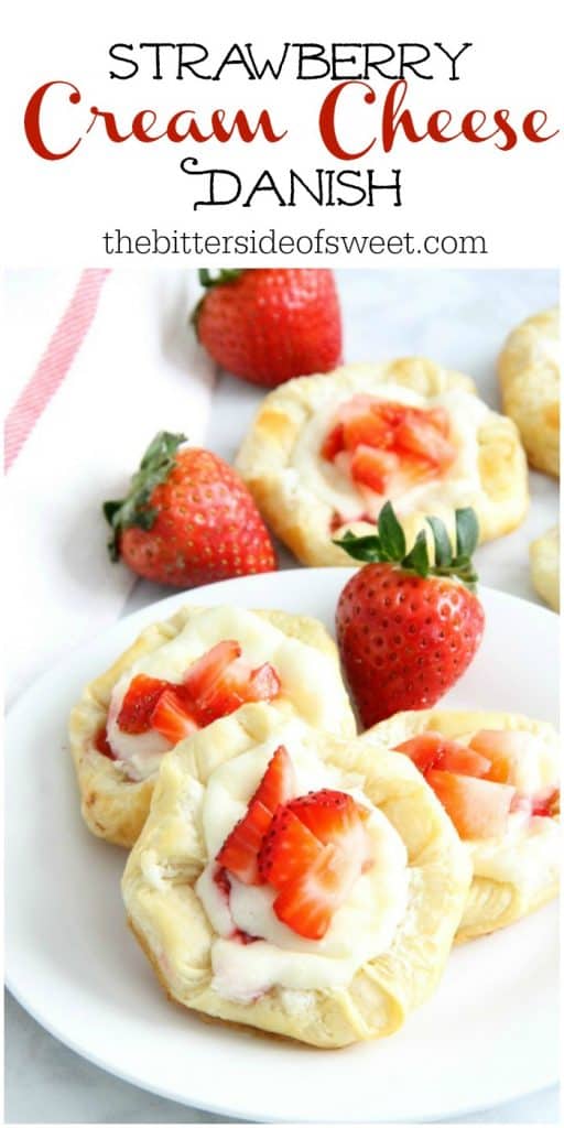 Strawberry Cream Cheese Danish on white plate