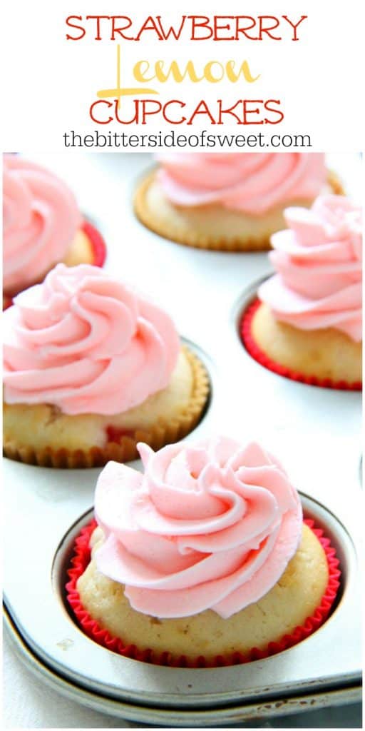 Strawberry Lemon Cupcakes in muffin pan