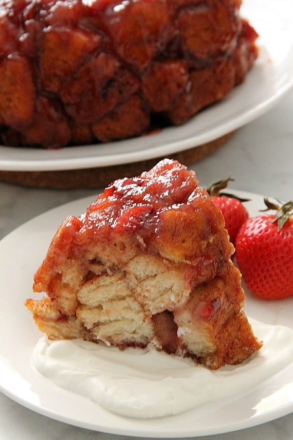 Strawberry Monkey Bread one white plate