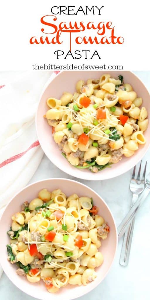 Creamy Sausage and Tomato Pasta in bowl