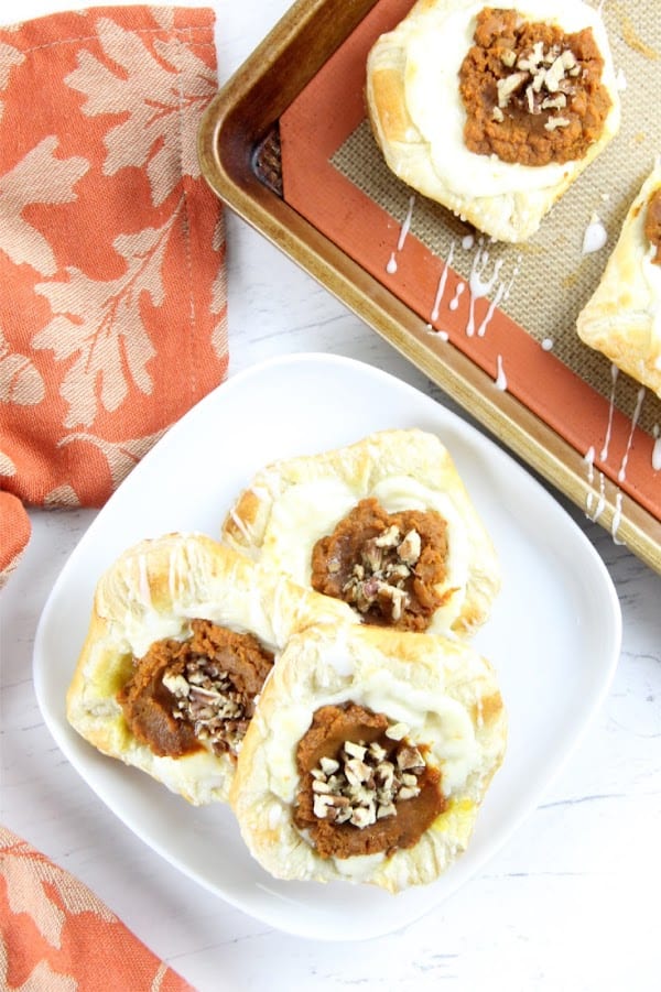 Pumpkin Cream Cheese Danish on white plate