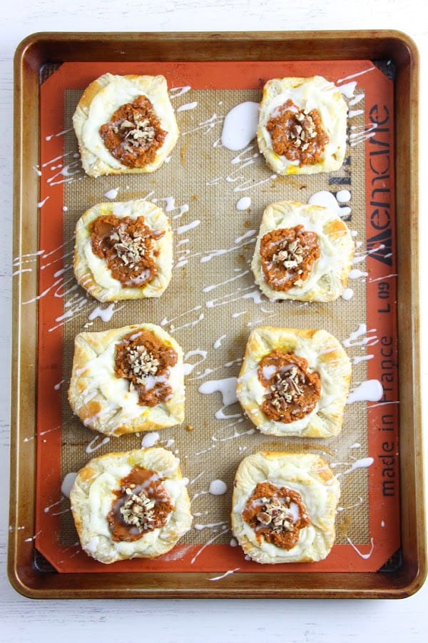 Pumpkin Cream Cheese Danish on sheet pan