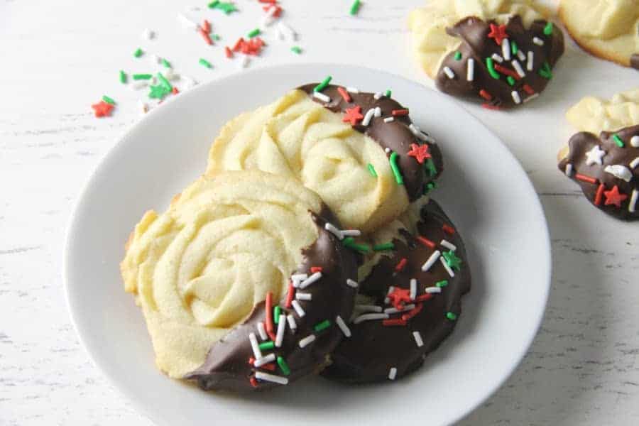 Italian Butter Cookies on white plate