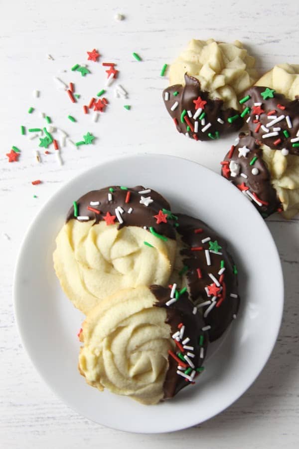 Italian Butter Cookies on white plate