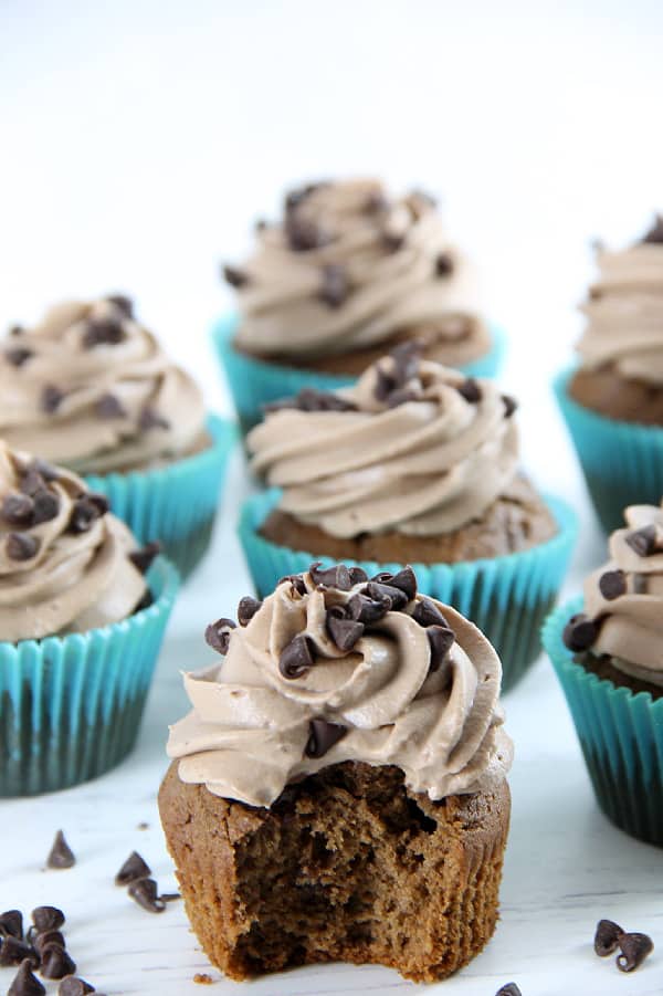 Double Chocolate Cupcakes on white background