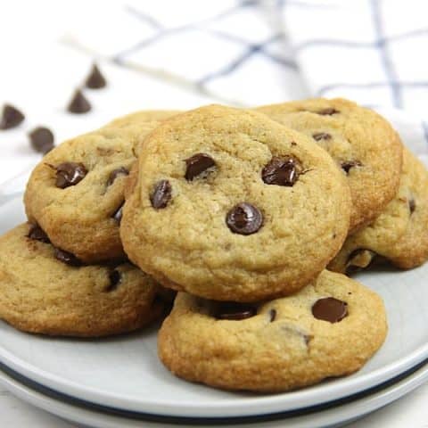 Classic Chocolate Chip Cookies on white plate