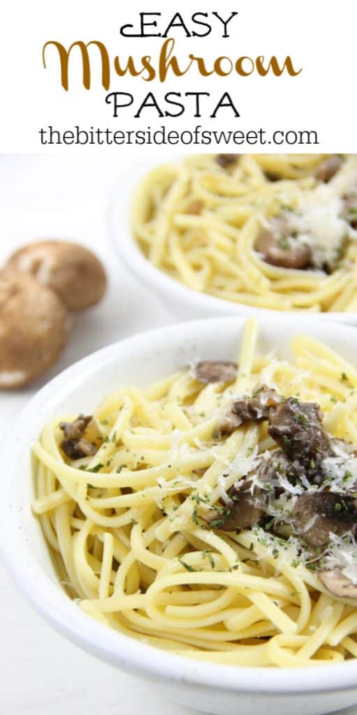 Mushroom Pasta in white bowl