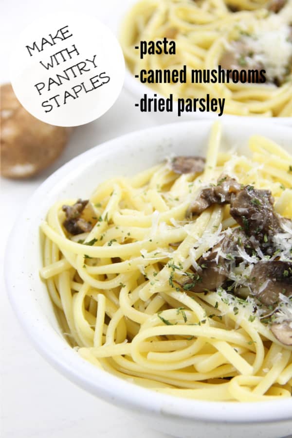 Mushroom Pasta in white bowl