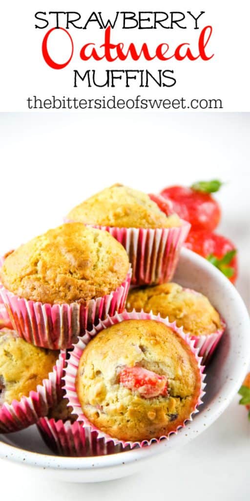 Strawberry Oatmeal Muffins in white bowl