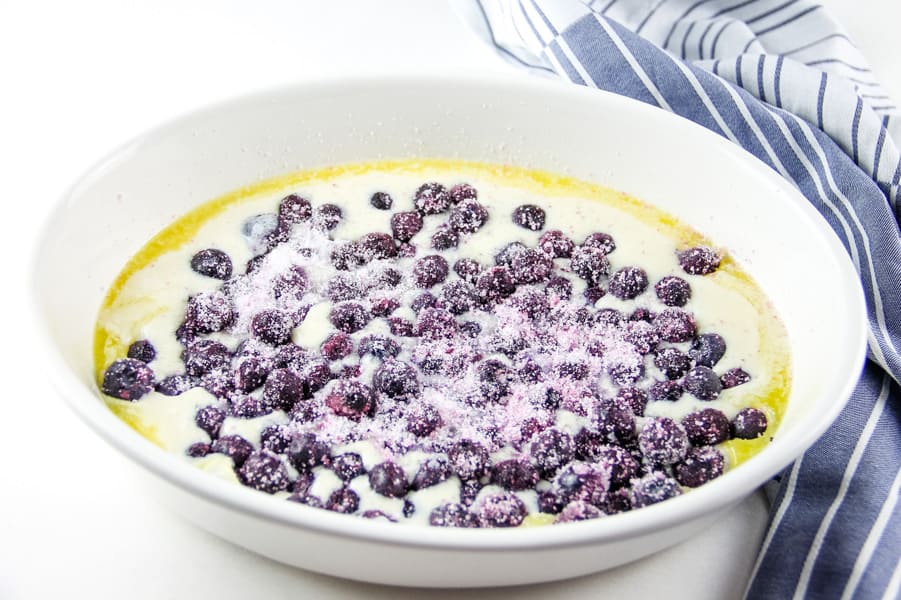 blueberries with butter in white bowl