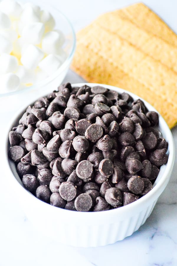 Chocolate chips in bowl