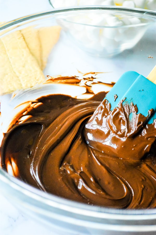 Chocolate melted in bowl