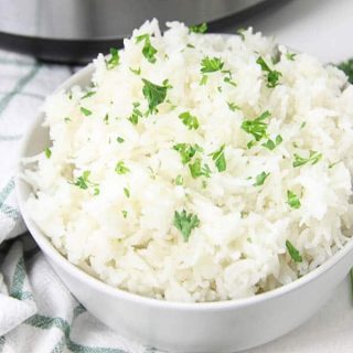 Instant Pot Basmati Rice in white bowl