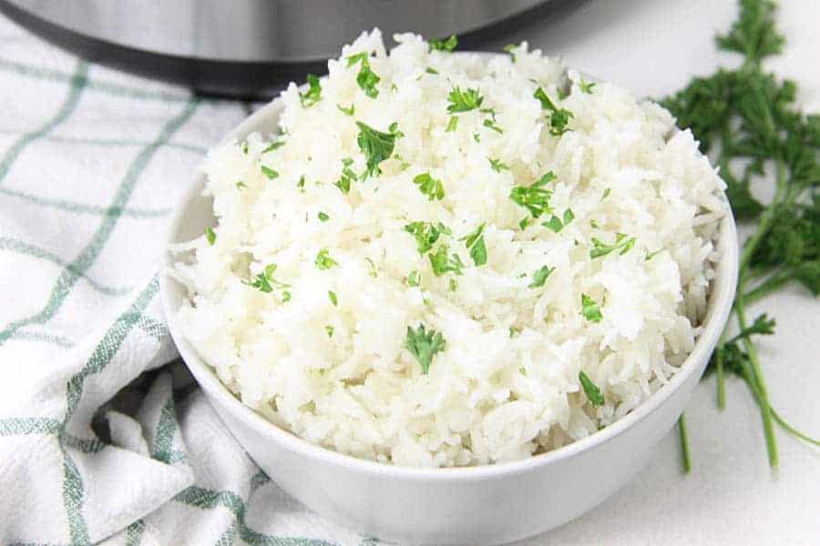 Instant Pot Basmati Rice in white bowl