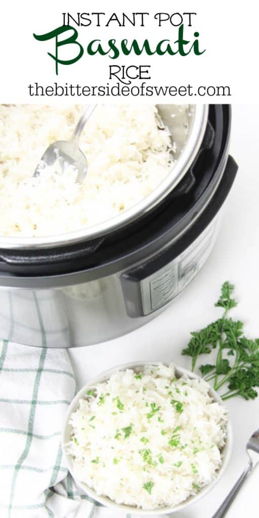 Instant Pot Basmati Rice overhead view of rice in white bowl