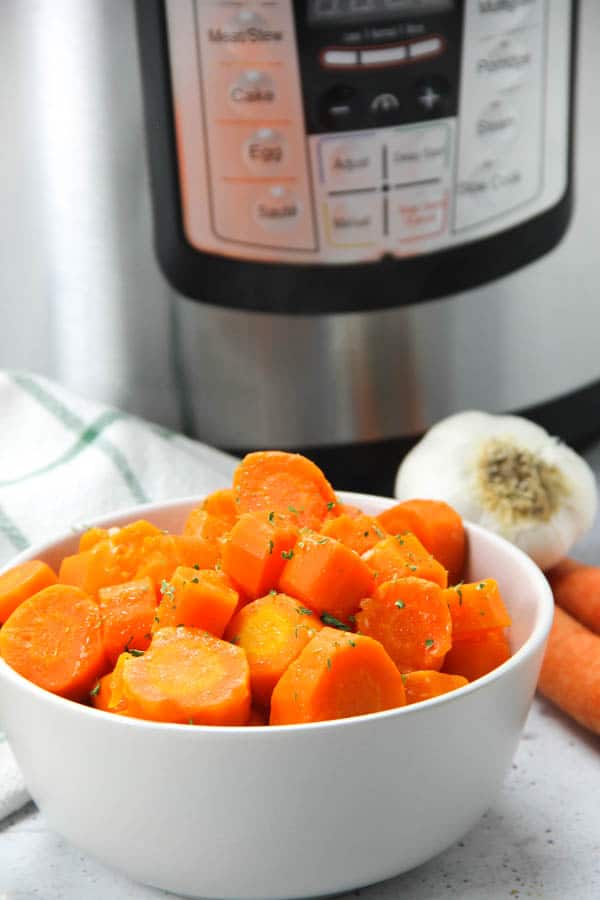 Instant Pot Carrots in gray bowl