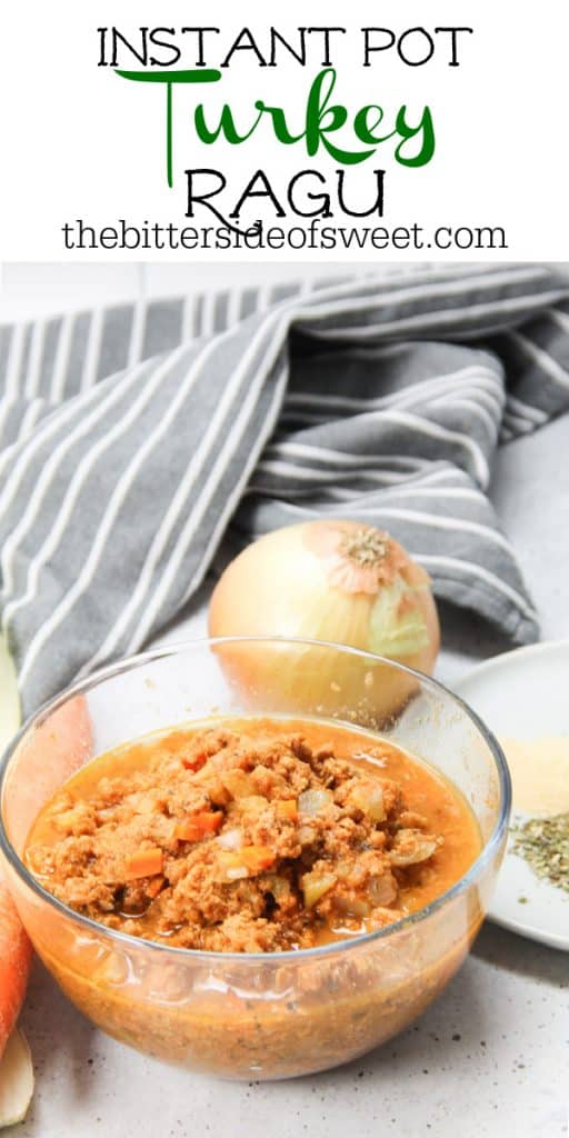 Instant Pot Turkey Ragu in glass bowl