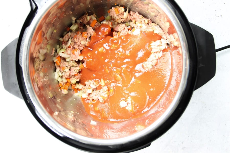 Instant Pot Turkey Ragu with tomato sauce