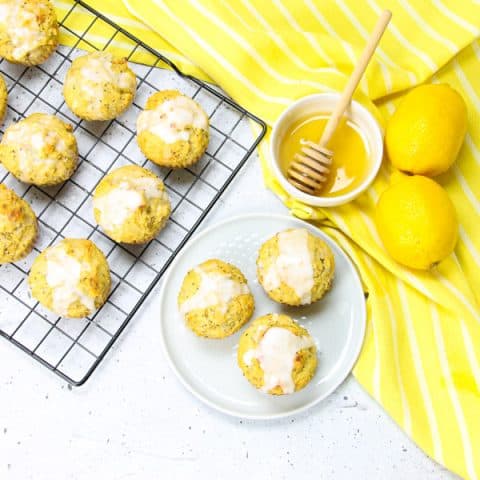 Lemon Chia Muffins on white plate