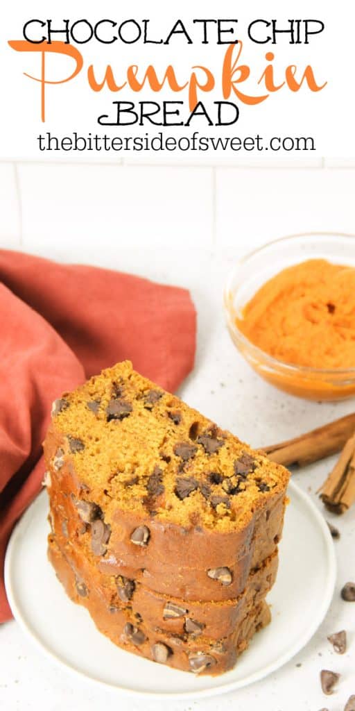 Chocolate Chip Pumpkin Bread on white plate