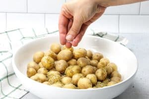 Roasted Rosemary Potatoes with salt