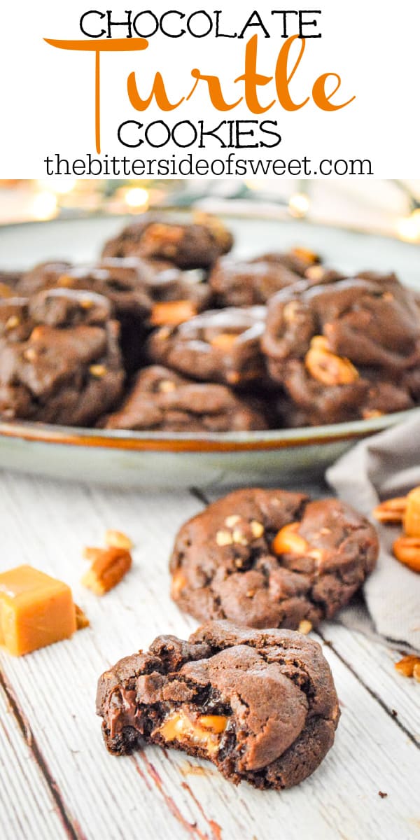 Chocolate Turtle Cookies on plate