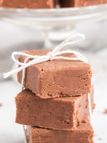 Easy Fantasy Fudge tied with stacked and tied with string