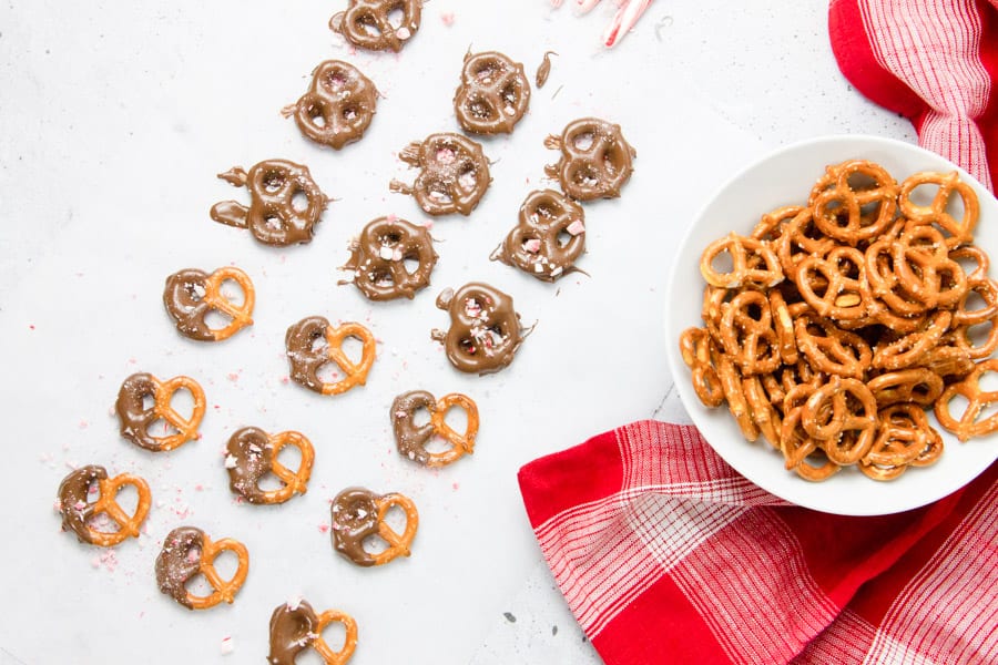 Pretzels laid out on parchment paper