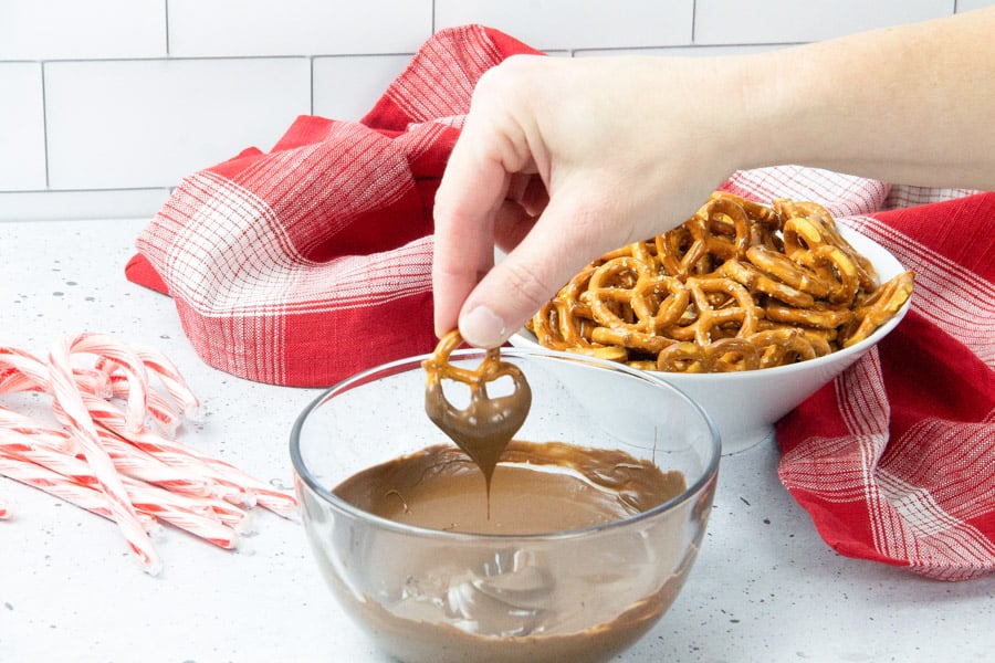 Pretzel dipped in chocolate