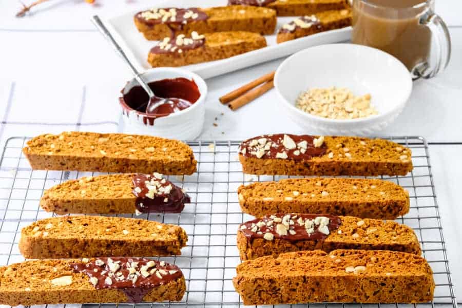 Homemade Pumpkin Biscotti on wire rack