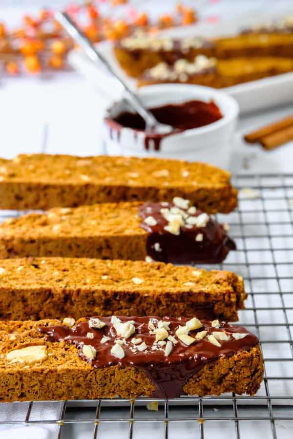 Homemade Pumpkin Biscotti on wire rack