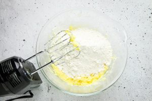 With dry ingredients mixed in