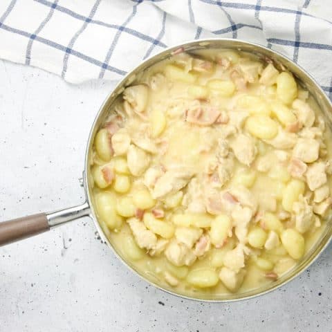 Chicken Bacon Gnocchi cooked in Skillet