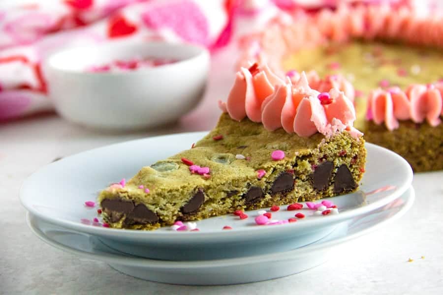 Dark Chocolate Cookie Cake on white plate