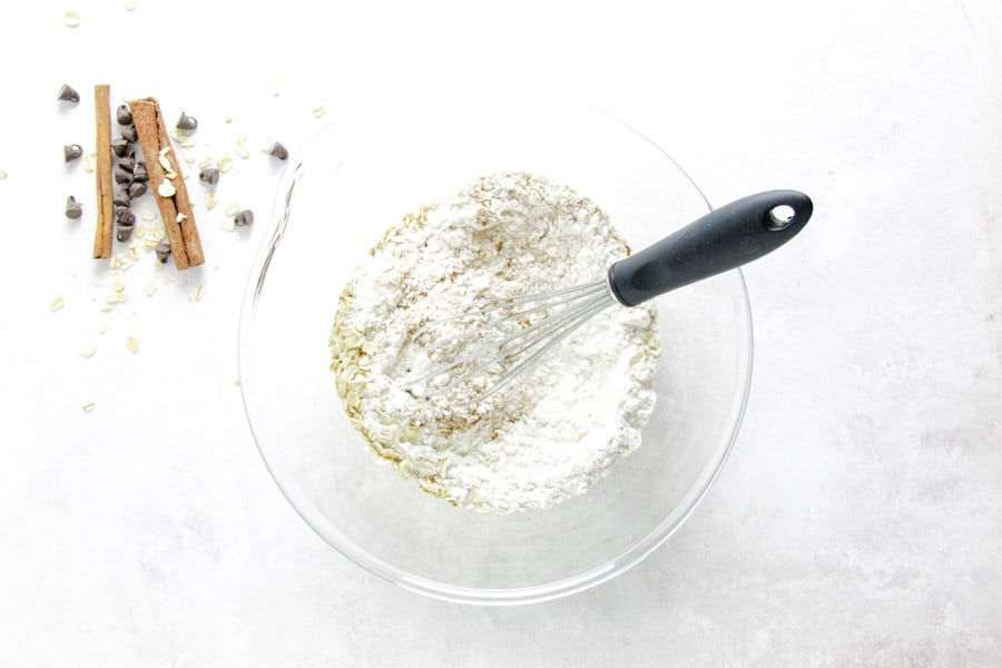 whisking dry ingredients.