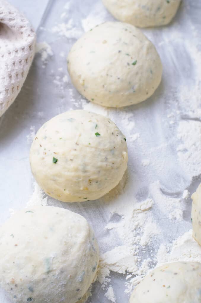 flatbread dough in balls.