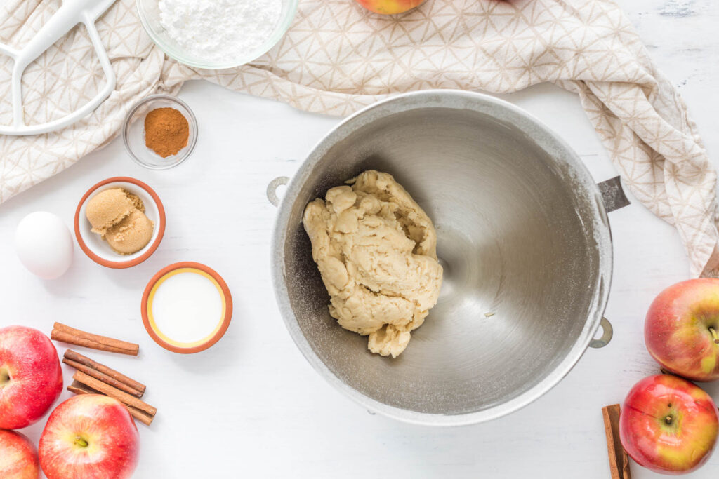 crust mixed in mixing bowl.