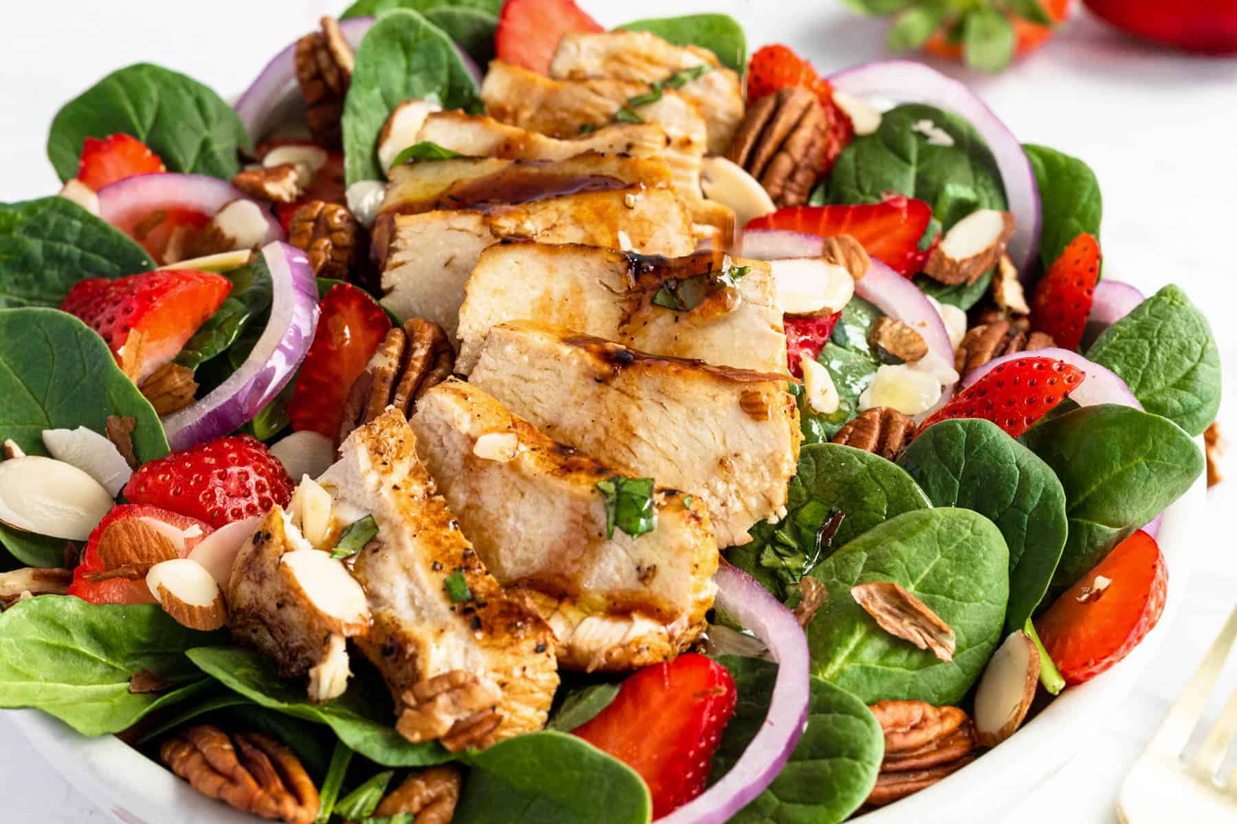 Strawberry Chicken Spinach Salad