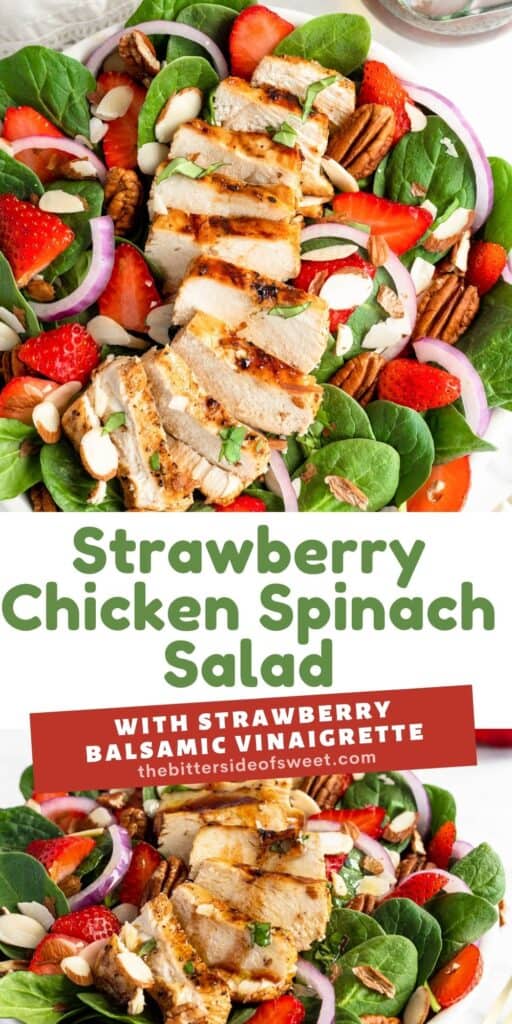 Strawberry Chicken Spinach Salad collage.