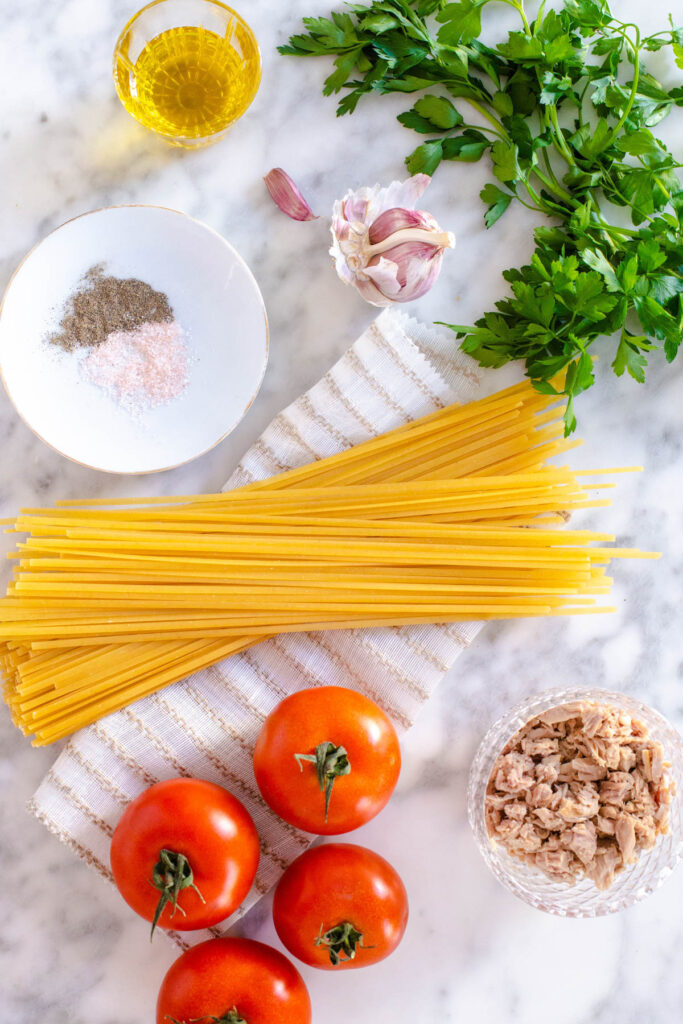 Tuna Pasta with Tomato Ingredients