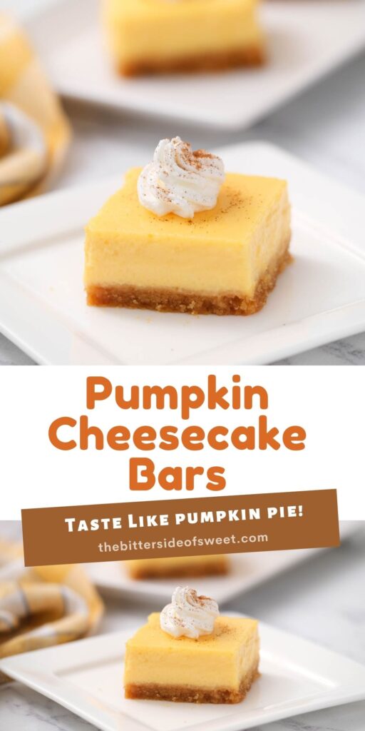 collage of pumpkin cheesecake bars