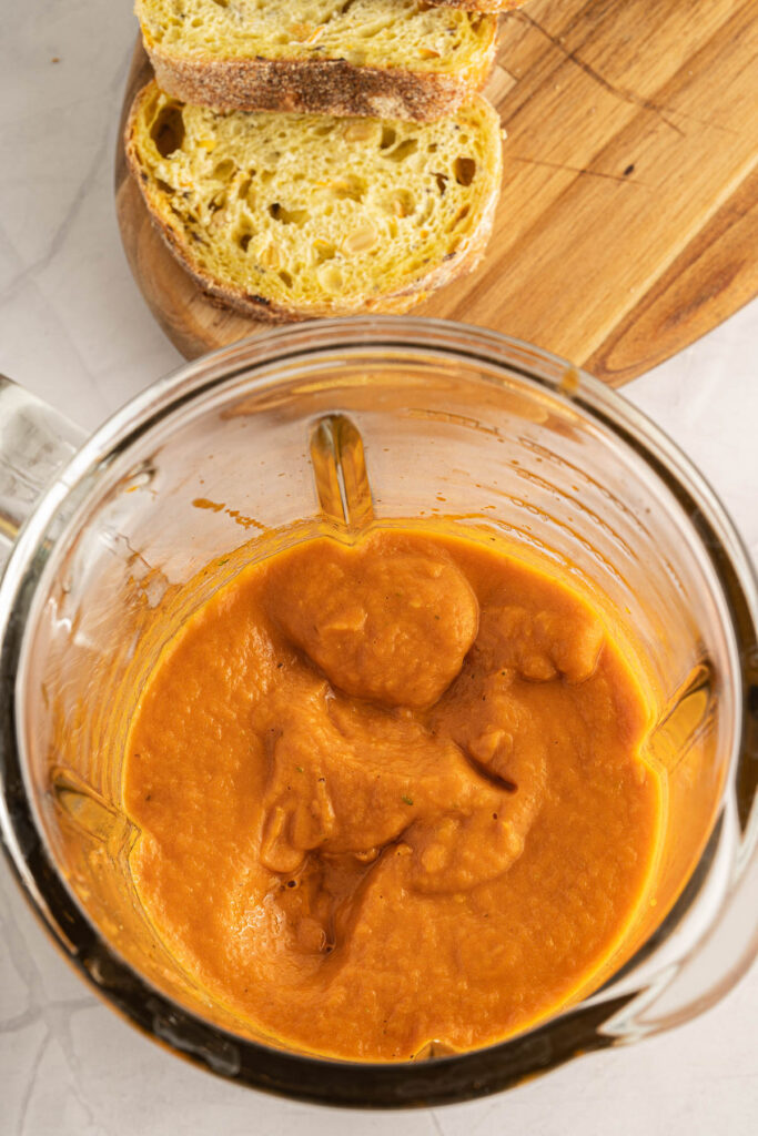 soup blended in blender.