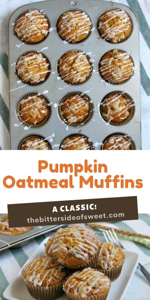 pumpkin oatmeal muffins collage.