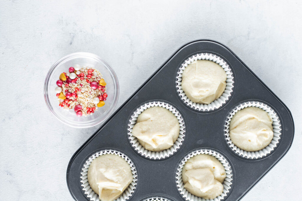 mixture scooped into cupcake liners.