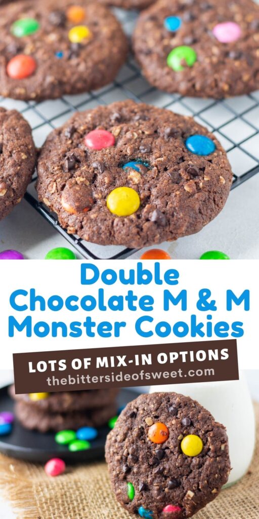Double Chocolate Monster Cookies collage.
