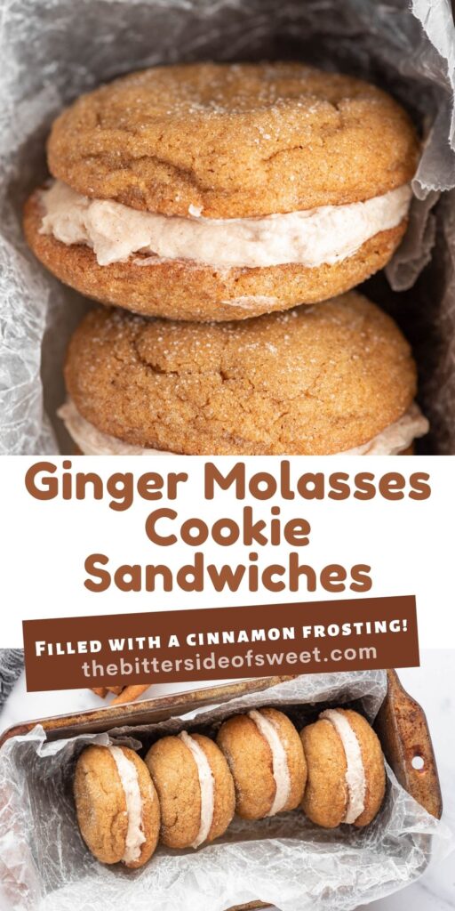 Ginger Molasses Cookie Sandwiches collage of pictures.