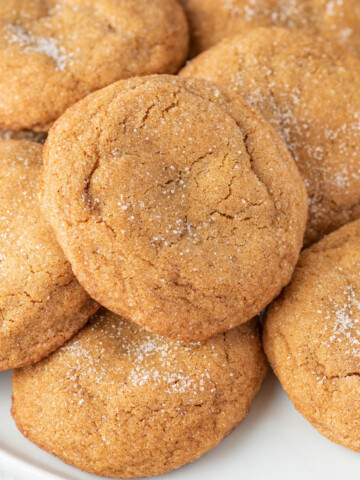 Ginger Molasses Cookies on white plate.