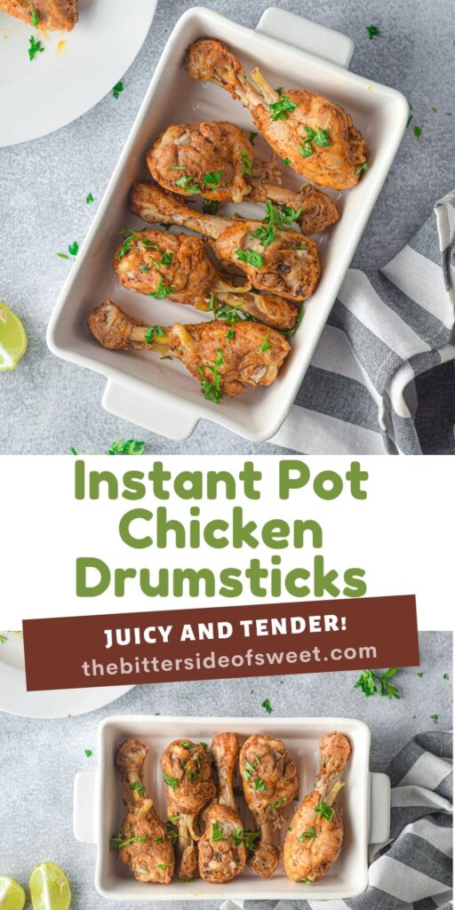 collage of instant pot chicken drumsticks.